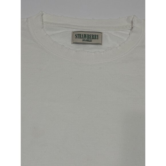 Strawberry Los Angeles Distressed Ecocycle T-Shirt in White - Picture 3 of 4